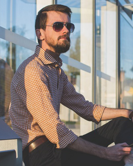 Picture of Men Gray Cotton Shirt